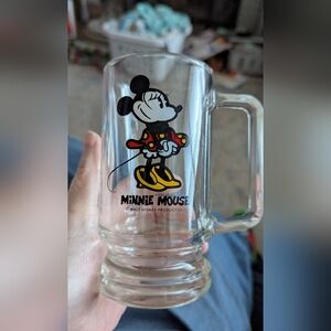 Minnie Mouse Glass Mug with Black and Red Design